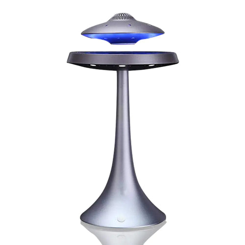 Levitating Floating Speaker Magnetic UFO Bluetooth Speaker V4.0  LED Lamp Bluetooth Speaker with 5W Stereo Sound  Wireless Charge 360 Degree Rotation  for Home /Office Decor Unique Gifts(Grey)