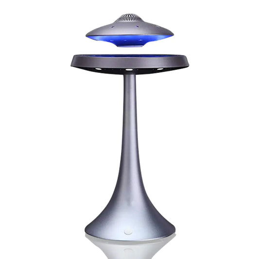 Levitating Floating Speaker Magnetic UFO Bluetooth Speaker V4.0  LED Lamp Bluetooth Speaker with 5W Stereo Sound  Wireless Charge 360 Degree Rotation  for Home /Office Decor Unique Gifts(Grey)