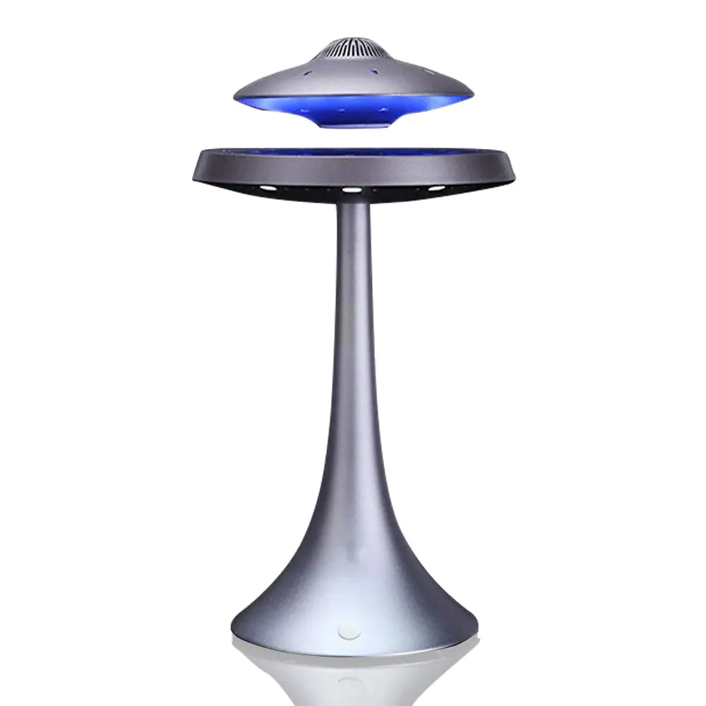 Levitating Floating Speaker Magnetic UFO Bluetooth Speaker V4.0  LED Lamp Bluetooth Speaker with 5W Stereo Sound  Wireless Charge 360 Degree Rotation  for Home /Office Decor Unique Gifts(Grey)