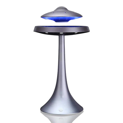 Levitating Floating Speaker Magnetic UFO Bluetooth Speaker V4.0  LED Lamp Bluetooth Speaker with 5W Stereo Sound  Wireless Charge 360 Degree Rotation  for Home /Office Decor Unique Gifts(Grey)